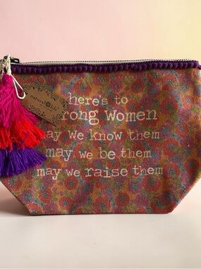 NATURAL LIFE Multicolor Floral Zip Cosmetic Pouch with Tassels